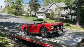 Classic Triumph TR6 on XXCELL Towing flatbed in Bergen County NJ