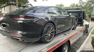 Porsche Panamera on XXCELL Towing flatbed in Bergen County NJ