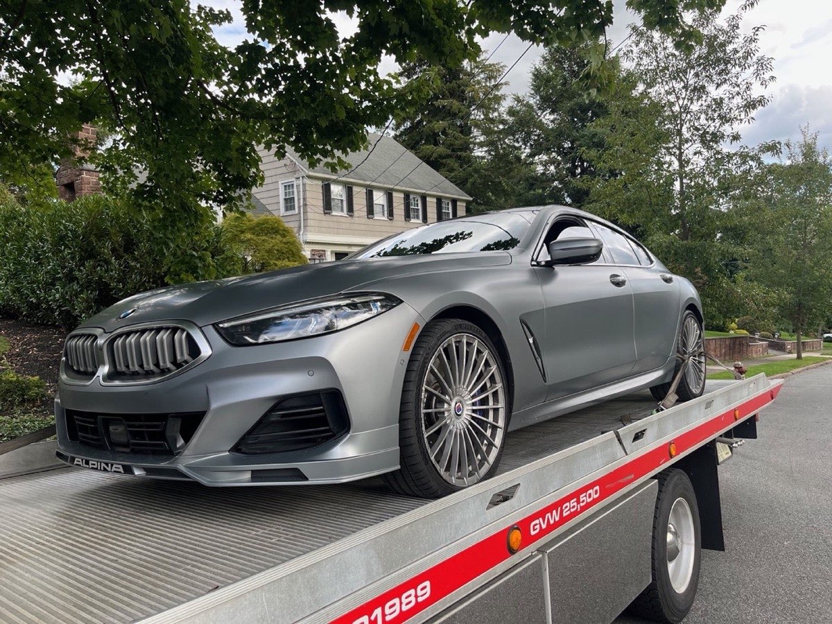 BMW flatbed auto transport serving Emerson NJ